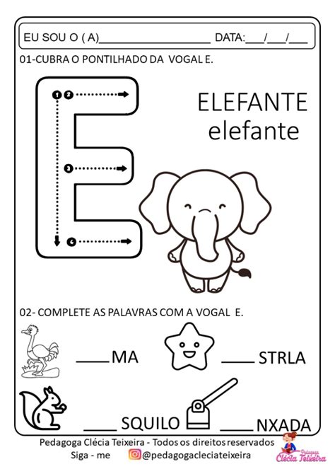 Atividades Com Vogais Educação Infantil Clécia Teixeira