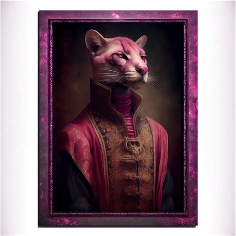 Pink Panther Wall Art Print Pink Animal Lover Vintage Regal Art Poster