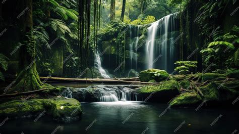 Premium AI Image | A waterfall in the forest