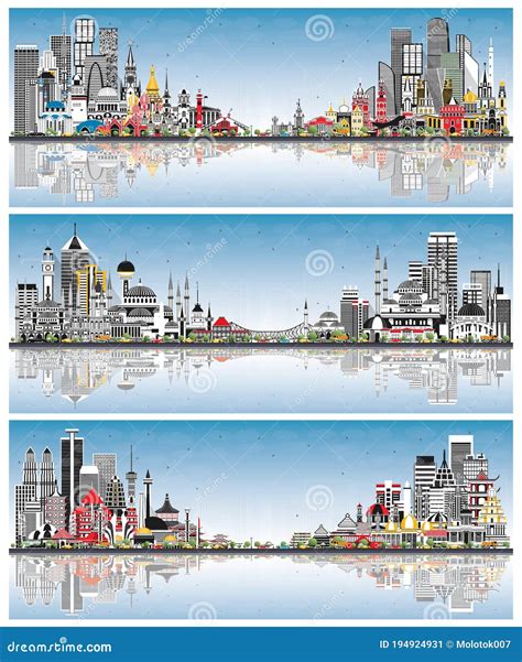 Welcome To Russia Turkey And Indonesia Skylines With Gray Buildings