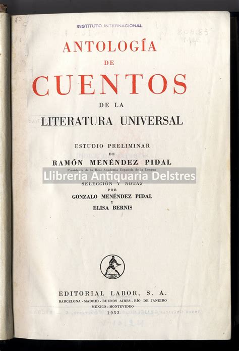 Antologia De Cuentos De La Literatura Universal Estudio Preliminar Del