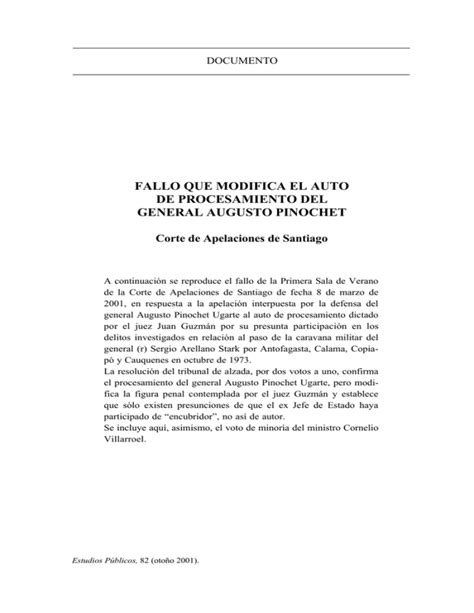 Fallo Que Modifica El Auto De Procesamiento Del General