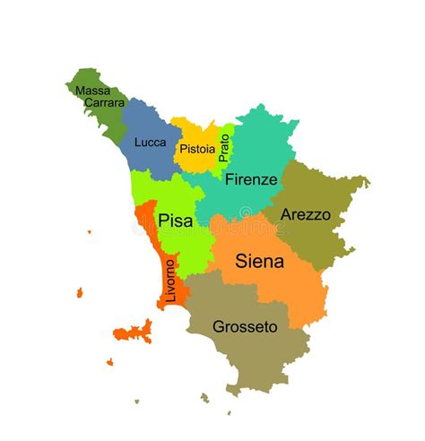 Ilustração Da Silhueta Vetorial Colorida Do Mapa Da Toscana Isolada Em