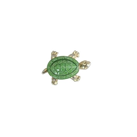 Vintage Turtle Pin Brooch Scatter Lapel Green Shell Goldtone Gold Tone