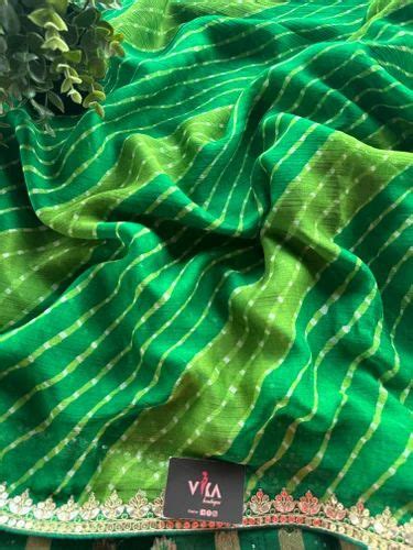 shaded green shibori printed chiffon saree शबर सड Vika