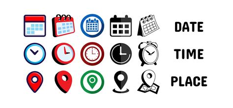 Date Time Address Or Place Icons Symbol Vector Art At Vecteezy