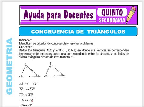 Congruencia De Triángulos Para Quinto De Secundaria Ayuda Para Docentes