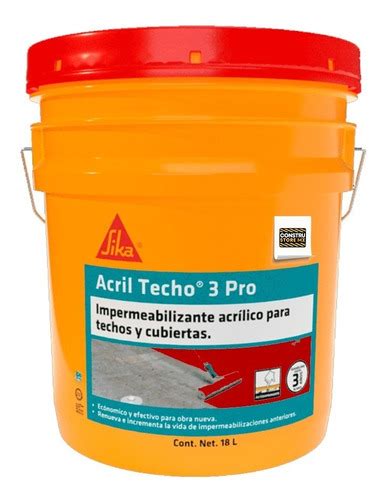 Acril Techo 3 Pro Imper Rojo Terracota 18 L SIKA CONSTRUSTORE MX