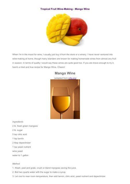 Mango Wine Recipe 5 Gallon - My Bios