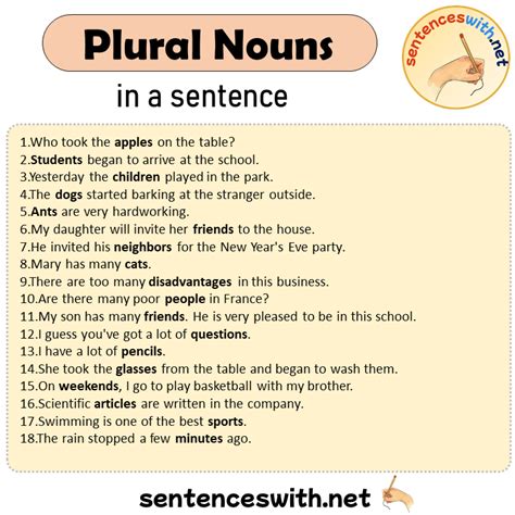 Plural Nouns In A Sentence Sentences Of Plural Nouns In English Sentenceswith