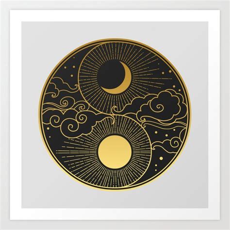 Sun, Moon, clouds, stars. Yin Yang Art Print by I think You Mite Like this - X-Small | Yin yang ...