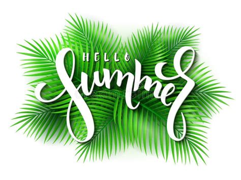 Vector Illustration Of Hand Lettering Hello Summer On A Background Of