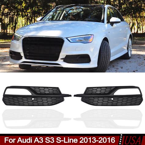 Honeycomb Front Bumper Fog Light Grille Covers For 2013 2016 Audi A3 S