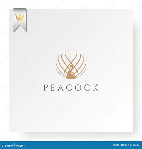 Elegant Luxury Golden Peacock Peafowl Logo Design Vector Stock Vector