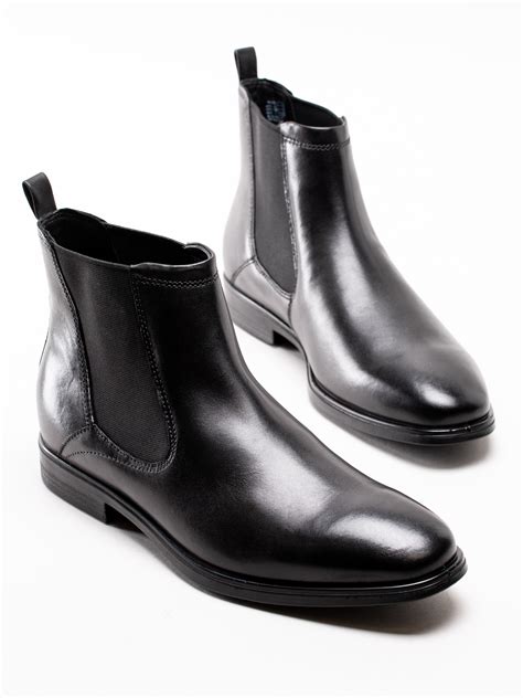 Ecco Melbourne Black Svarta Klassiska Chelsea Boots Herrskor