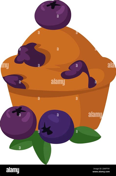 Blueberry Muffin Illustration Vector On White Background Stock Vector