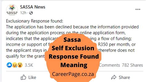 Sassa Self Exclusion Response Found Meaning Explained