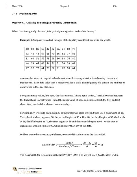 Chapter 2 Notes Professor Daniel Klie 2 1 Organizing Data