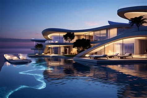 Premium Photo | Luxury Seaside Apartment Complex with Infinity Pools