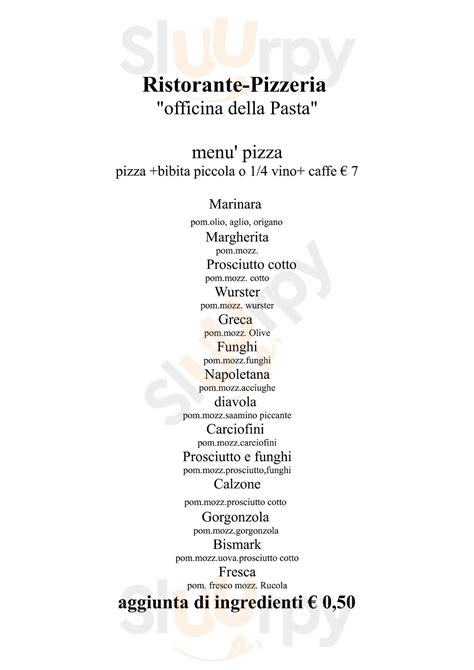 Menù Officina Della Pasta Torino specialità e piatti del Menu principale