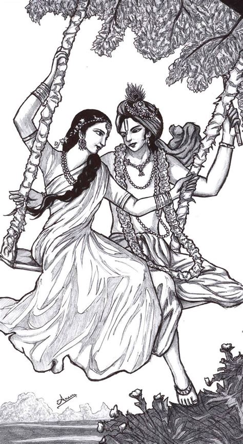 Krsnaradhaswing By Nairarun15 Radha Krishna Sketch Krishna Drawing