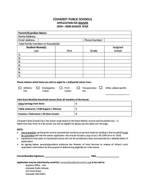 Fillable Online Fee Waiver Form For FY20v3 Fax Email Print PdfFiller