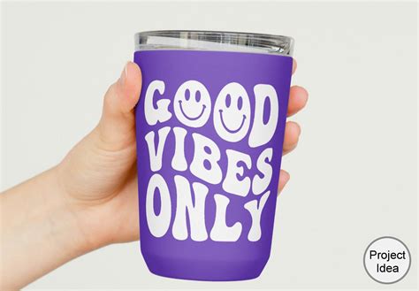 Good Vibes Only Svg Retro Wavy Text Svg Happy Face Hippie Etsy