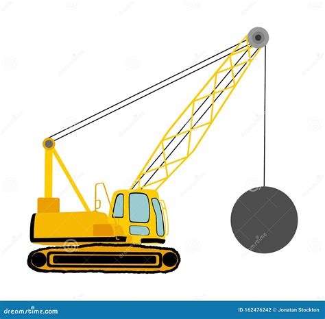 Wrecking Ball Crane Vector Isolated On White Under Construction