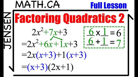 Factoring Quadratics 2 A Is Not 1 Math 10 Jensenmath Ca Youtube