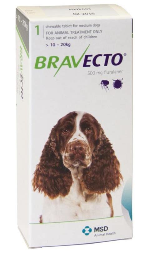 Bravecto for Dogs 22-44 lbs (10-20 kg) - Green - 1 Tablet (3 months ...