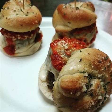 Garlic Knot Meatball Sliders Homemade Jumbo Garlic Knots Sliced In