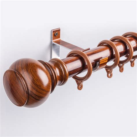 Qyr Mm Big Aluminum Alloy Wood Grain Single Double Curtain Rod Set