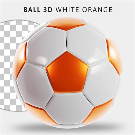 Bola De Futebol D Realista Laranja E Branca Em Fundo Transparente