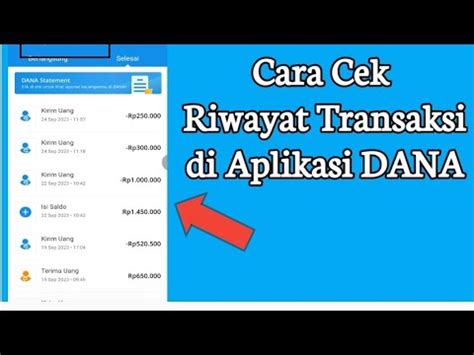 Cara Cek Riwayat Transaksi Dana Terbaru Youtube