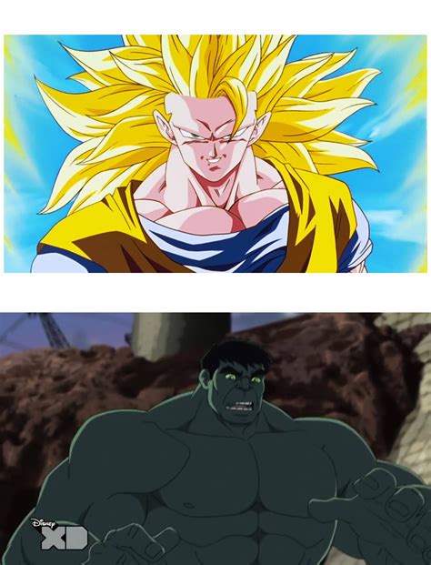 Goku Super Saiyan 3 Surprises Hulk By Basaguren On Deviantart