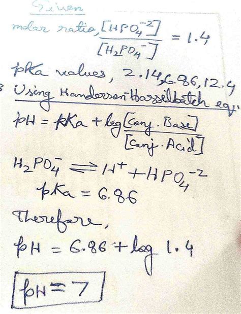 The Molar Ratio Of Hpo To H Po In A Solution Is Calculate The