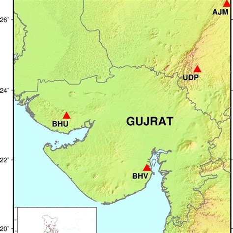 Map Of The Broadband Seismic Stations Red Triangles Used In The