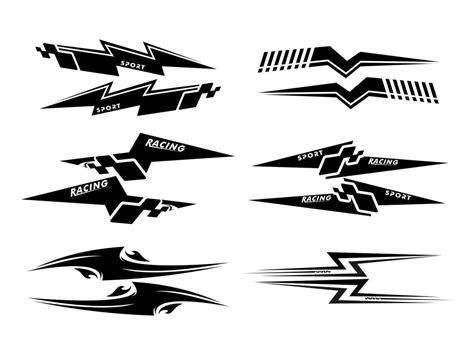 Sports Stripes Car Stickers Black Color Racing Decals For Tuning