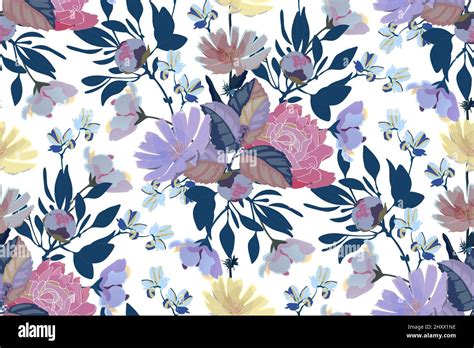 Vector Floral Seamless Pattern Background With Colorful Multi Colored