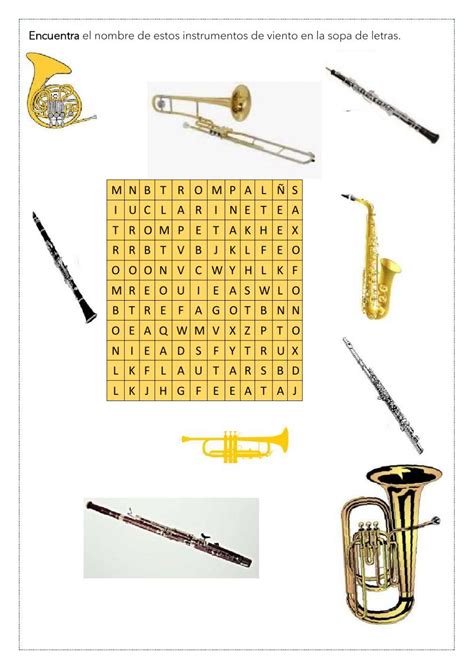 Sopa De Letras Instrumentos Viento Worksheet