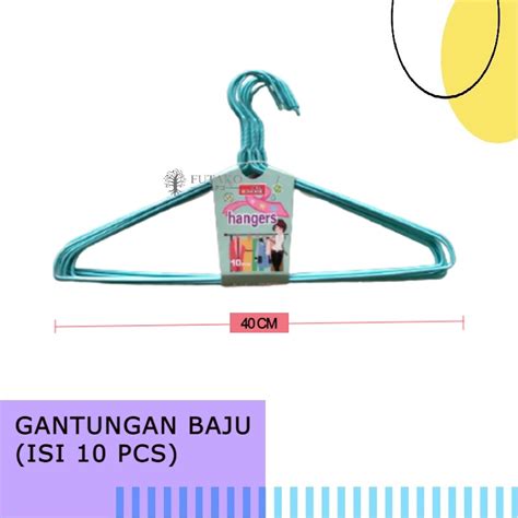 Jual FUJIKYU MISEN GANTUNGAN BAJU HANGER KAWAT LAPIS PLASTIK ISI 10