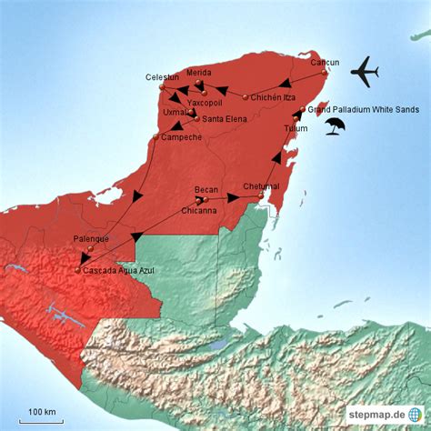 StepMap Yucatan mexiko Landkarte für Deutschland