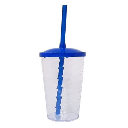 Copo Twister Tampa E Canudo 500 Ml Personalizar Azul Kit C