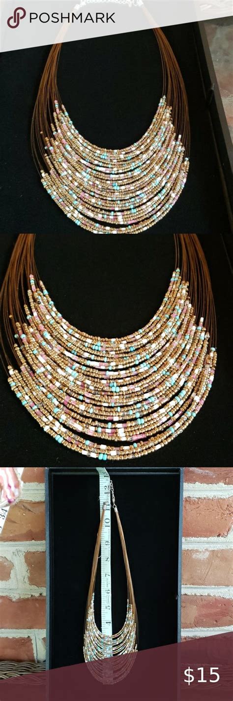 🏡dv Multi Strand Seed Bead Bib Necklace Beaded Bib Necklace Womens Jewelry Necklace Multi Strand