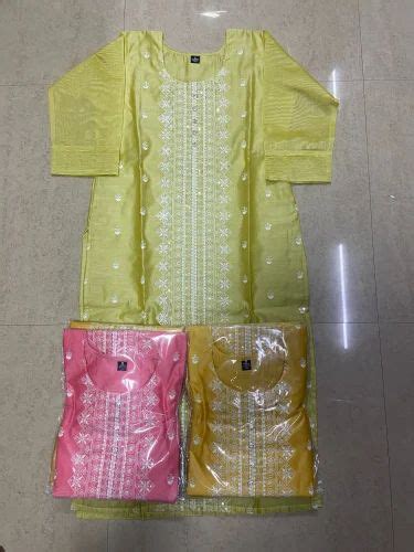 Straight Yellow Gajri Chanderi Silk Kurti At Rs In Mumbai Id