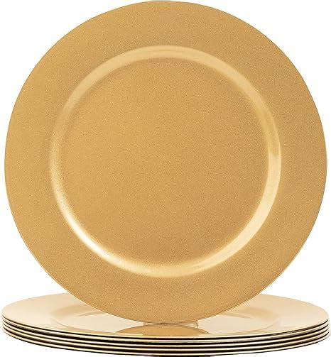 Maoname Gold Charger Plates Set Of 6 13 Inch Round Plastic Plate Chargers For