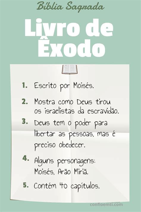 Livro de Êxodo Clique no Pin e leia sobre os Livros da Bíblia Sagrada