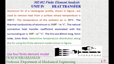 Rectangular Fin Heat Transfer Problem Solving By Finite Element Method Youtube