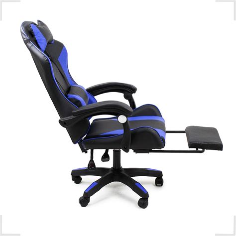 Cadeira Gamer Stillus Ergon Mica Apoio Para Os P S Preta E Azul