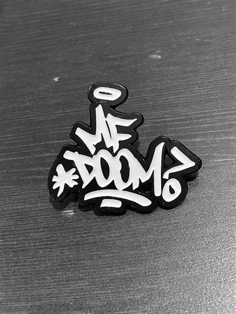 Mf Doom Pin All Caps Tag Enamel Lapel Zev Love X Kookies Etsy Mf